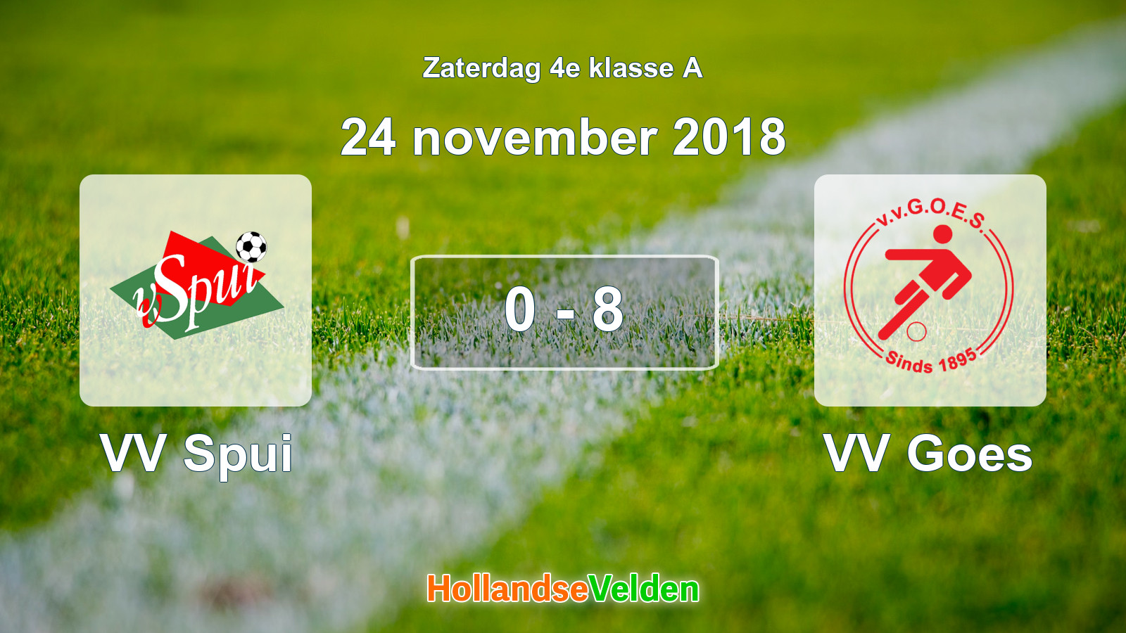Gespeelde wedstrijd: VV Spui - VV Goes 0 - 8 (24 november 2018)