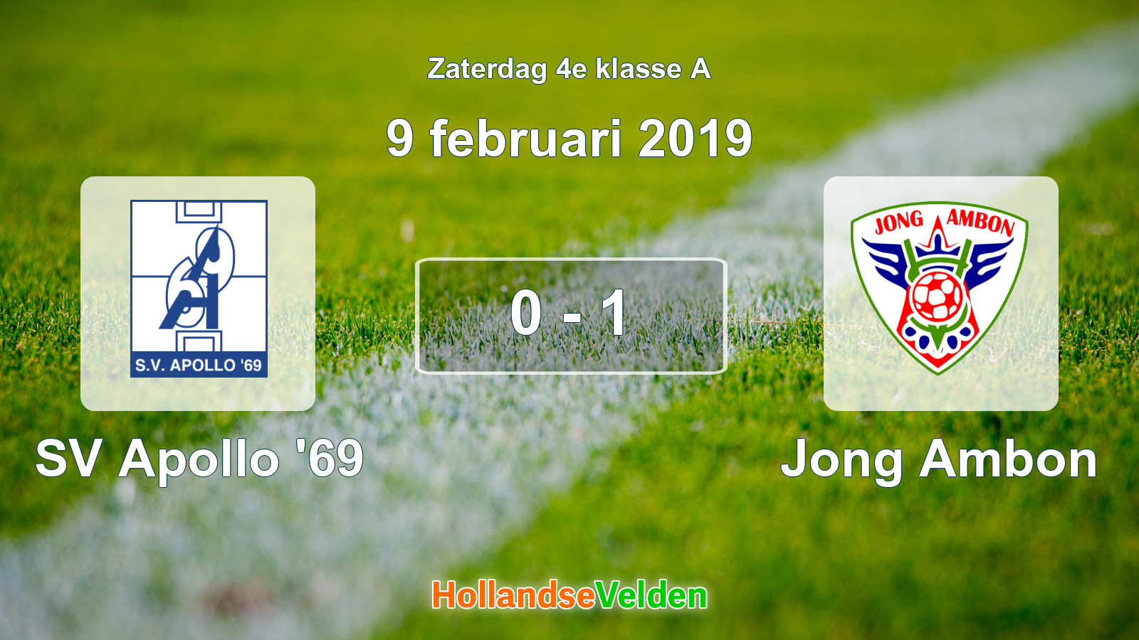 Gespeelde wedstrijd: SV Apollo '69 - Jong Ambon 0 - 1 (9 februari 2019)