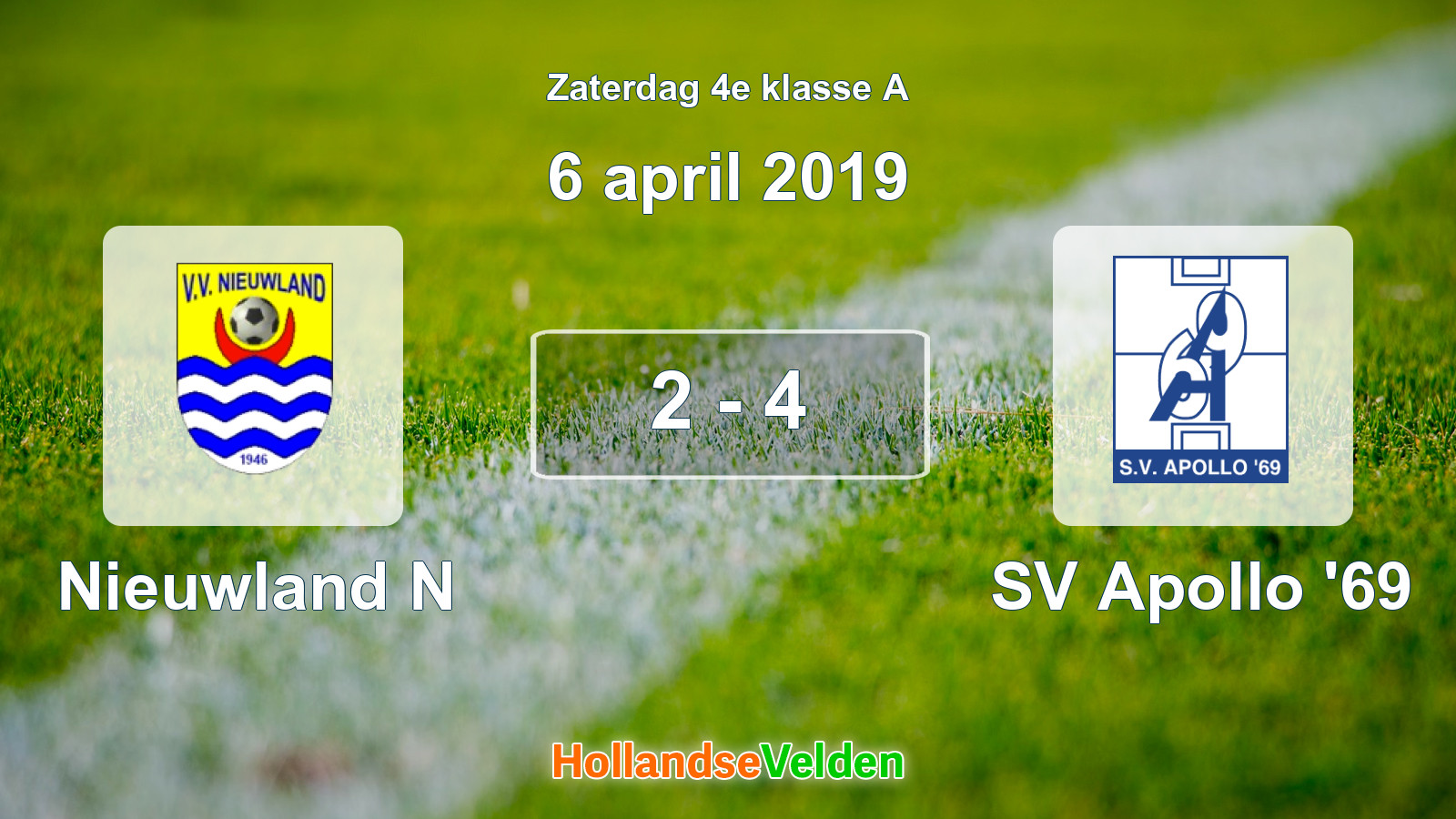 Gespeelde wedstrijd: Nieuwland N - SV Apollo '69 2 - 4 (6 april 2019)