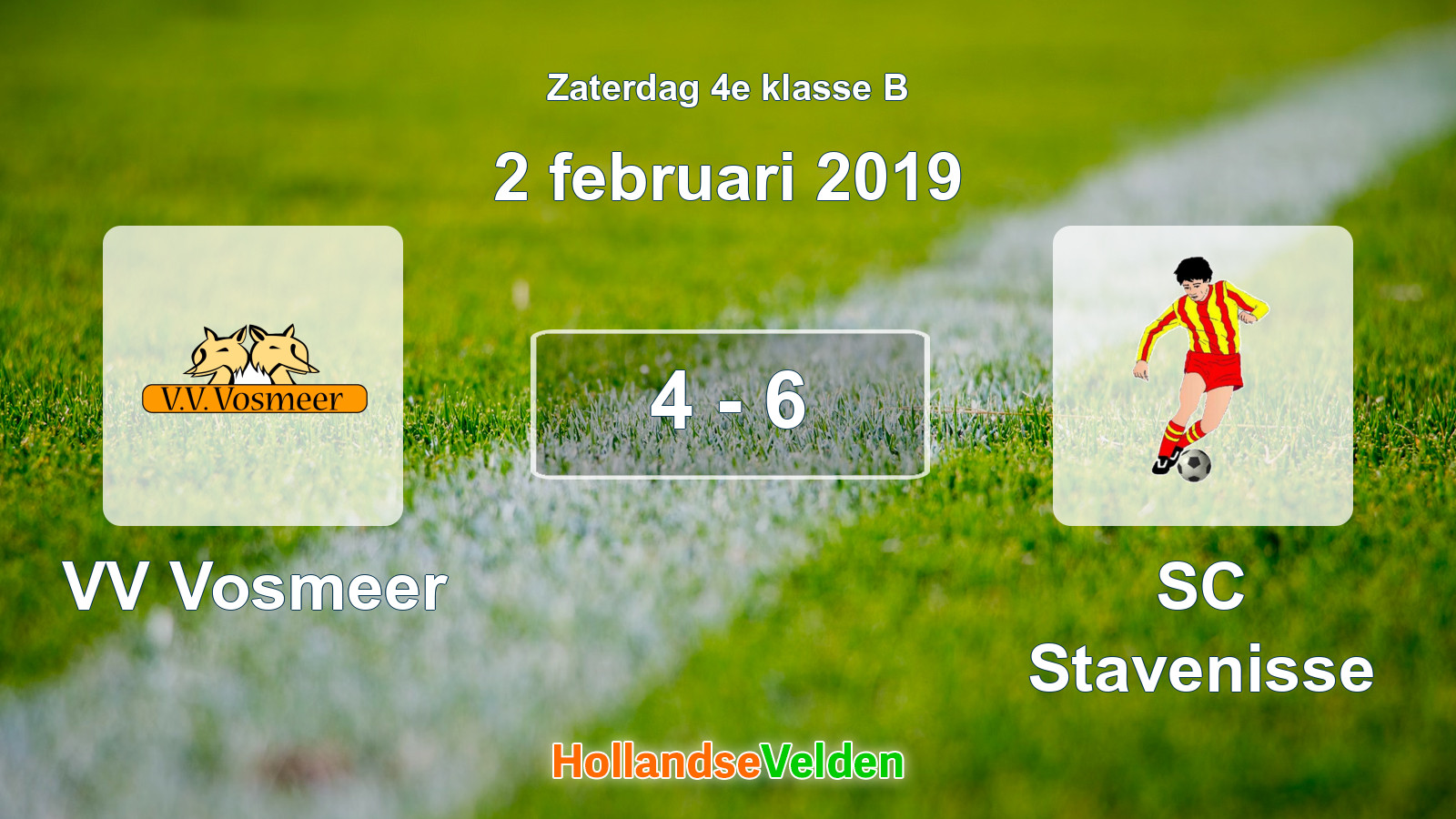 Gespeelde wedstrijd: VV Vosmeer - SC Stavenisse 4 - 6 (2 februari 2019)