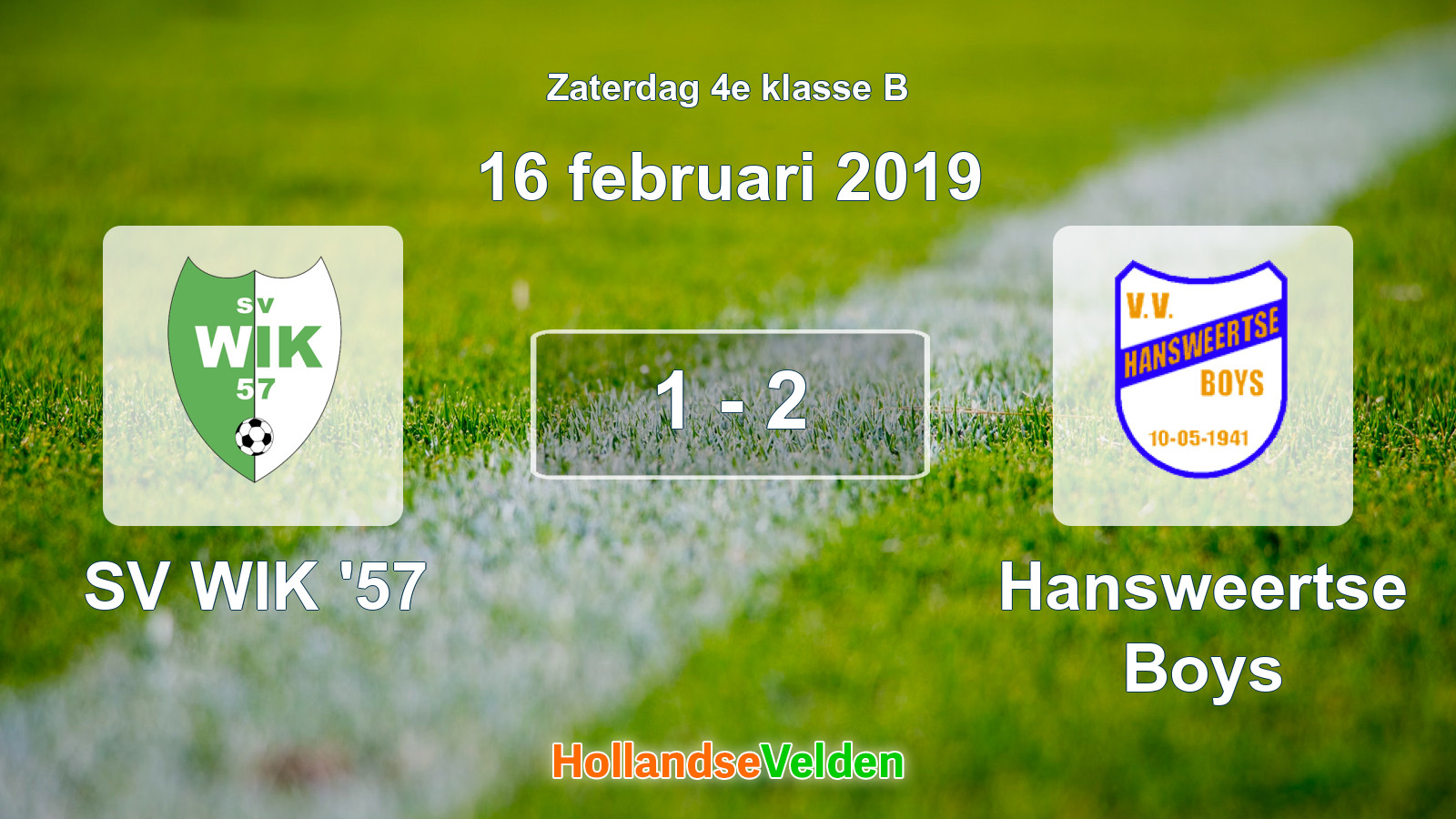 Gespeelde wedstrijd: SV WIK '57 - Hansweertse Boys 1 - 2 (16 februari 2019)