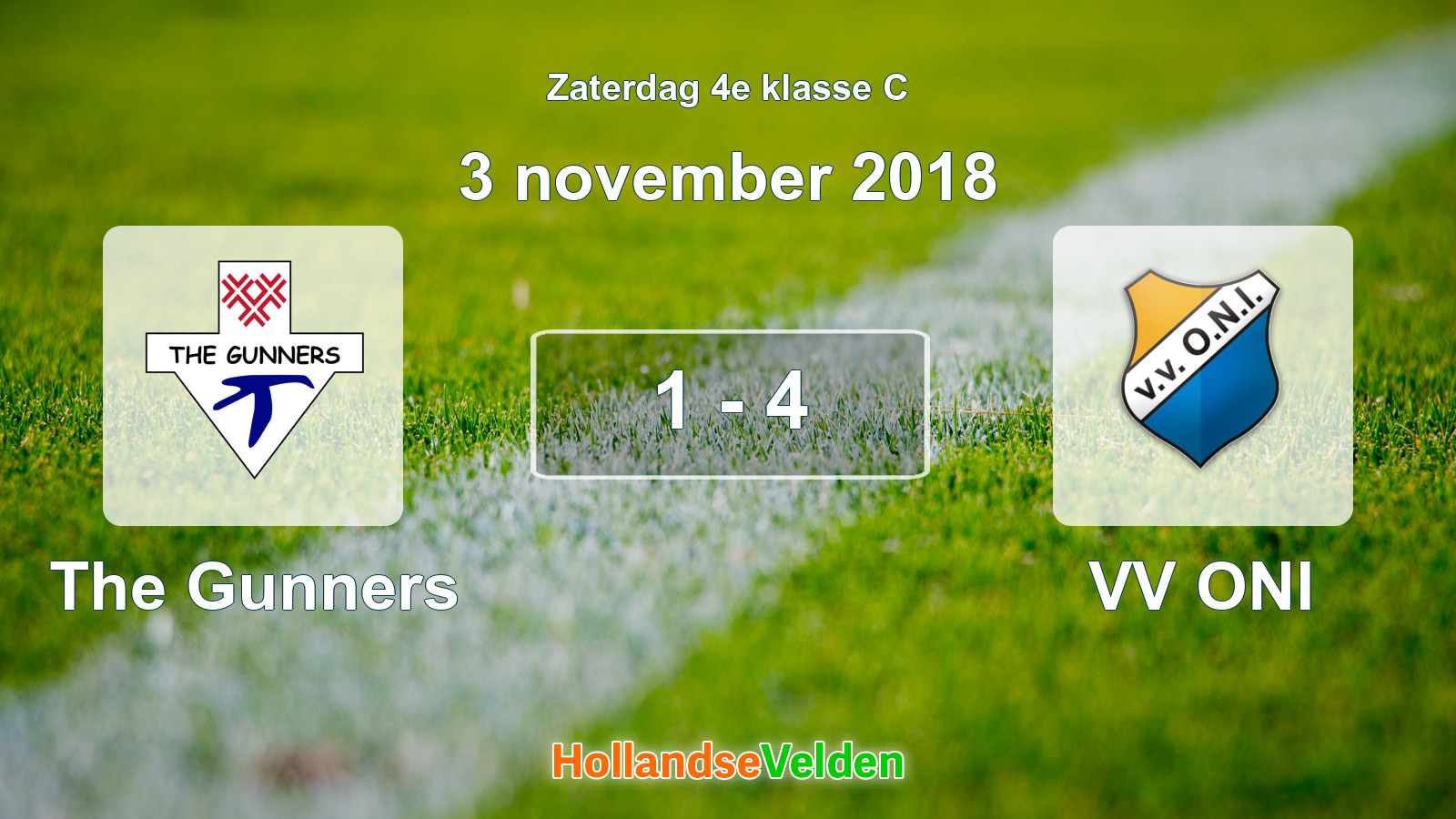 Gespeelde wedstrijd: The Gunners - VV ONI 1 - 4 (3 november 2018)