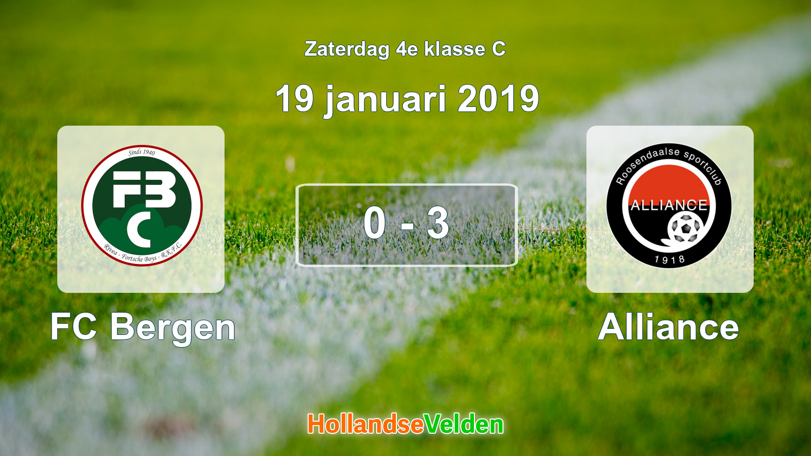 Gespeelde wedstrijd: FC Bergen - Alliance 0 - 3 (19 januari 2019)
