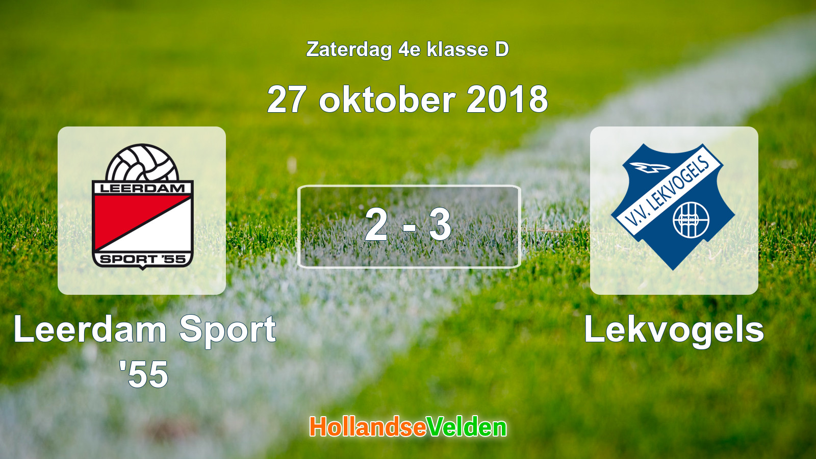 Gespeelde wedstrijd: Leerdam Sport '55 - Lekvogels 2 - 3 (27 oktober 2018)
