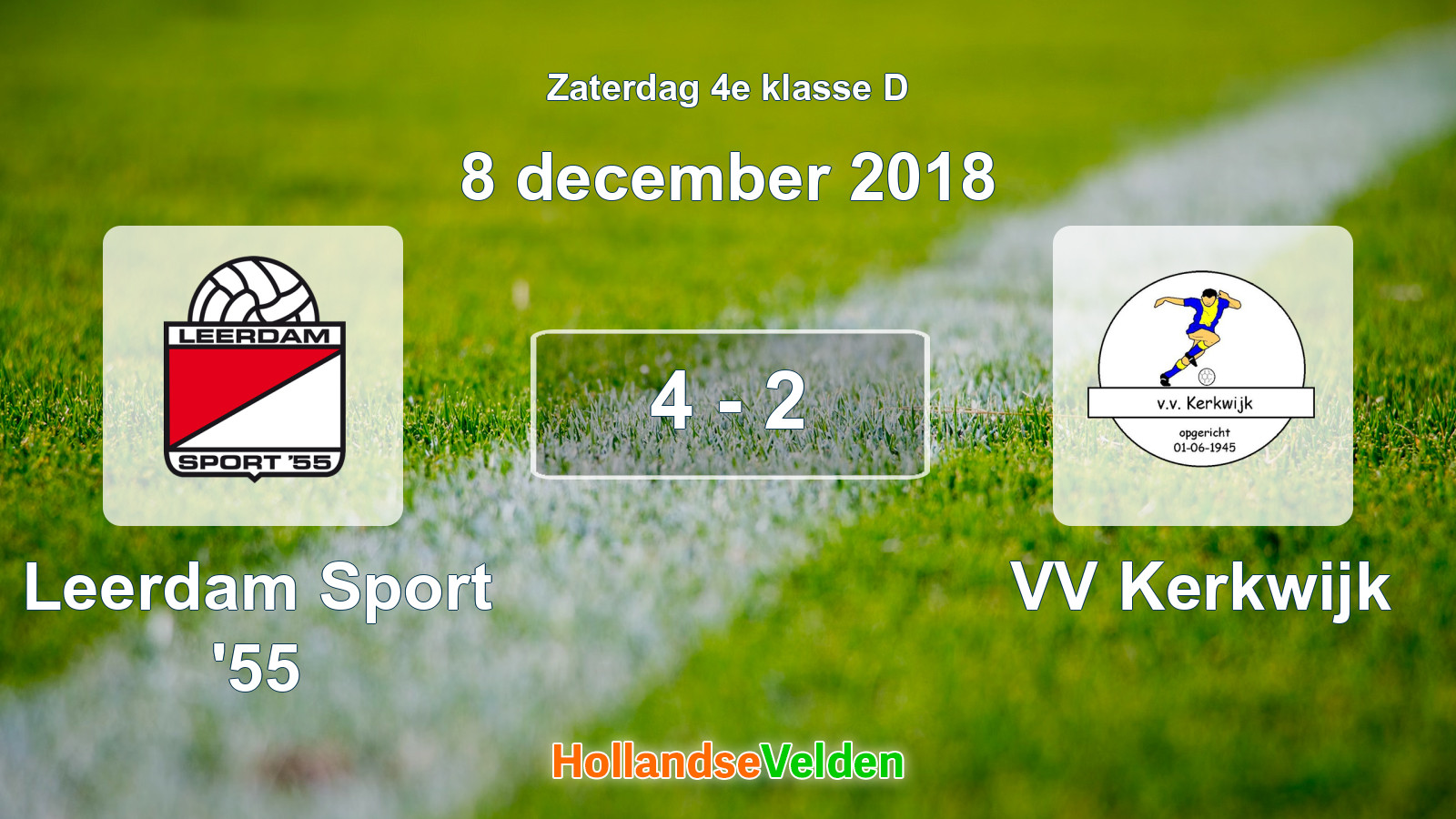 Gespeelde wedstrijd: Leerdam Sport '55 - VV Kerkwijk 4 - 2 (8 december 2018)