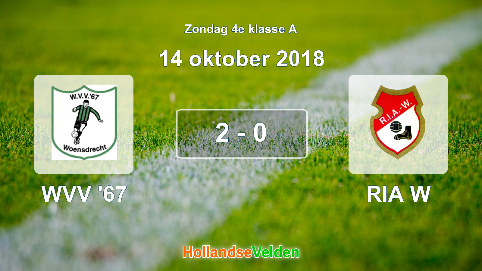 Gespeelde wedstrijd: WVV '67 - RIA W 2 - 0 (14 oktober 2018)