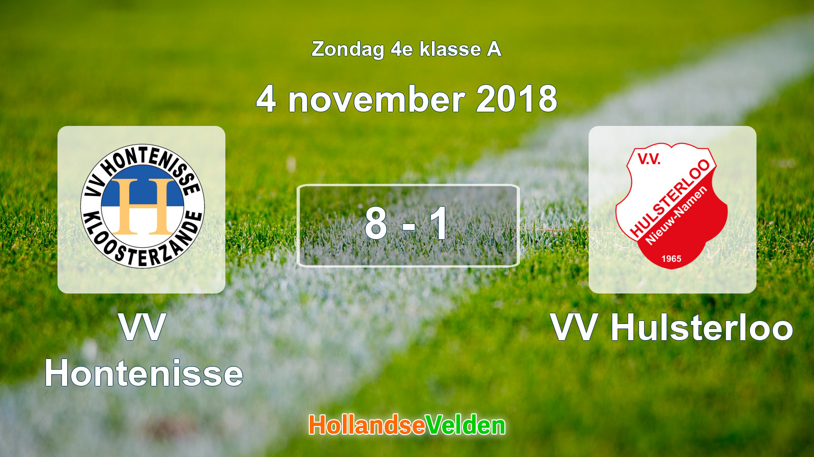 Gespeelde wedstrijd: VV Hontenisse - VV Hulsterloo 8 - 1 (4 november 2018)