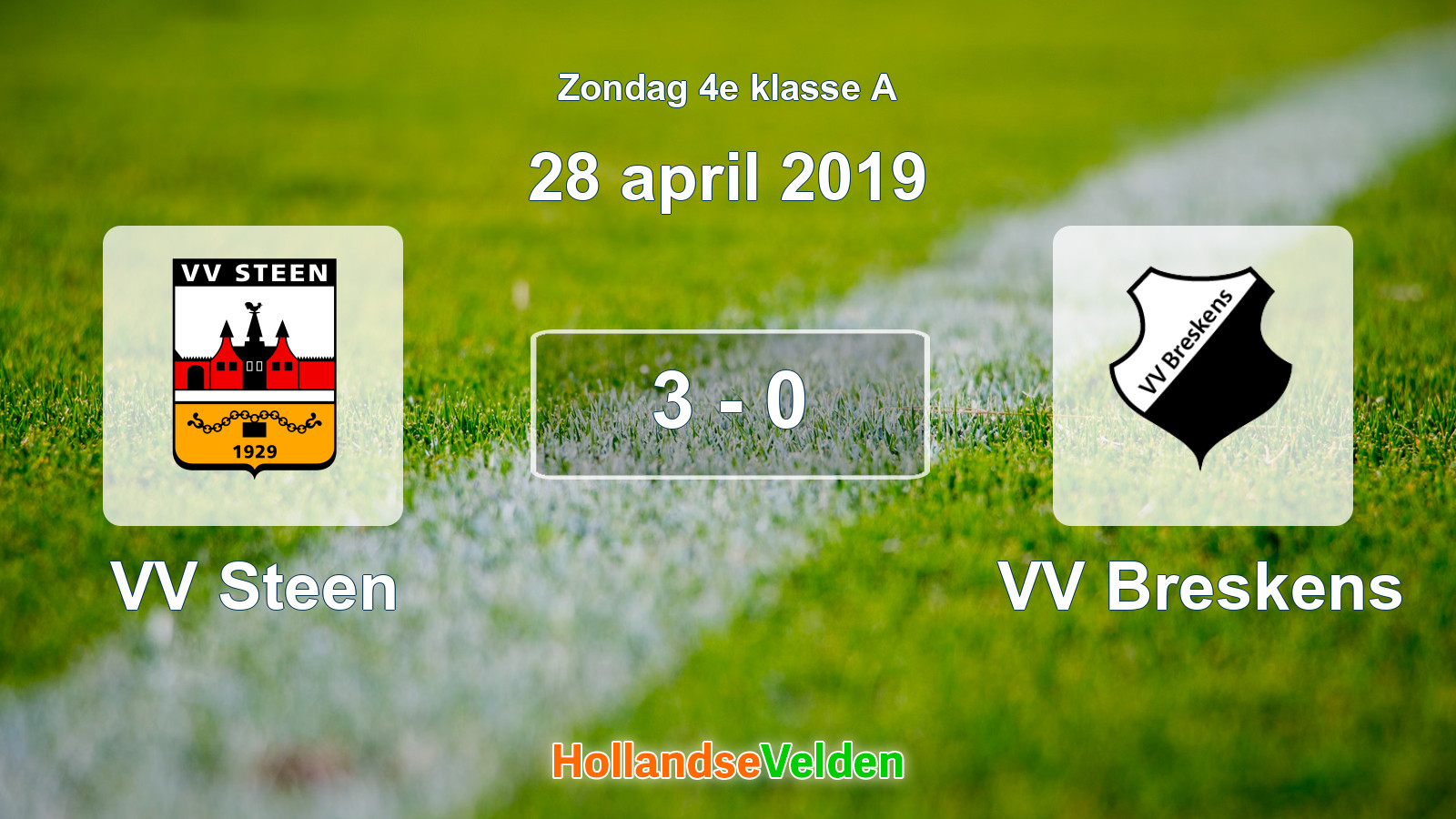 Gespeelde wedstrijd: VV Steen - VV Breskens 3 - 0 (28 april 2019)