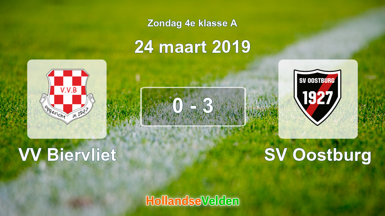 Gespeelde wedstrijd: VV Biervliet - SV Oostburg 0 - 3 (24 maart 2019)