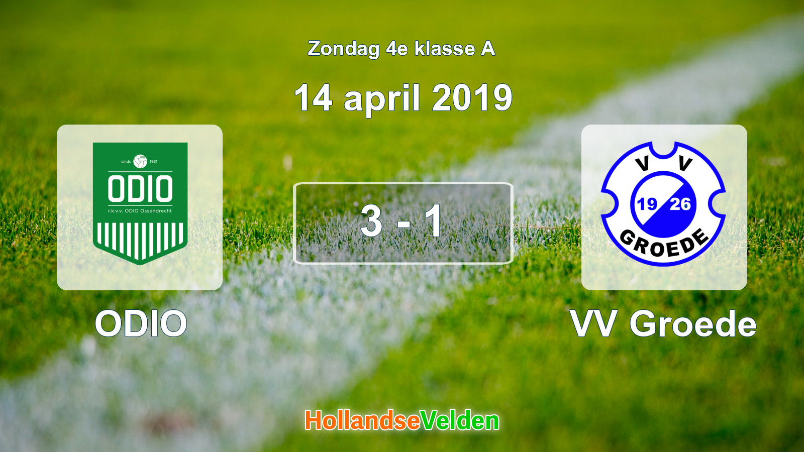 Gespeelde wedstrijd: ODIO - VV Groede 3 - 1 (14 april 2019)