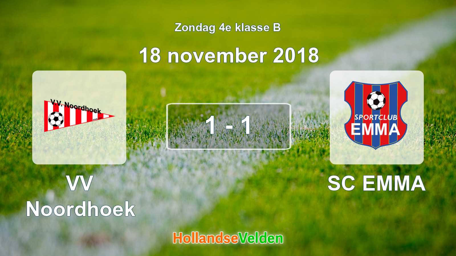 Gespeelde wedstrijd: VV Noordhoek - SC EMMA 1 - 1 (18 november 2018)