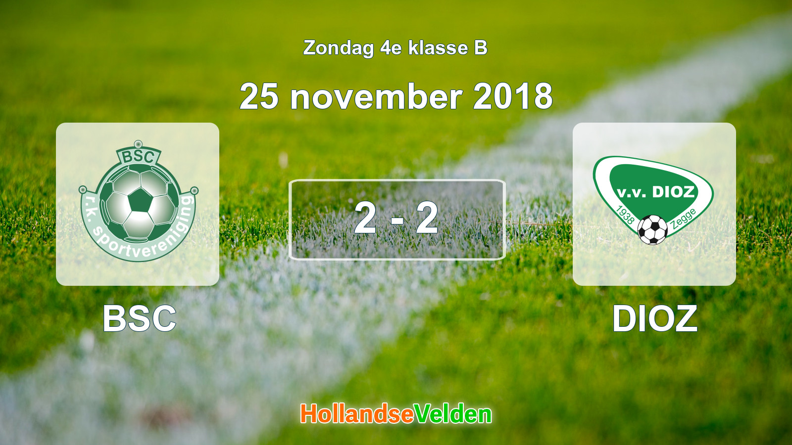 Gespeelde wedstrijd: BSC - DIOZ 2 - 2 (25 november 2018)