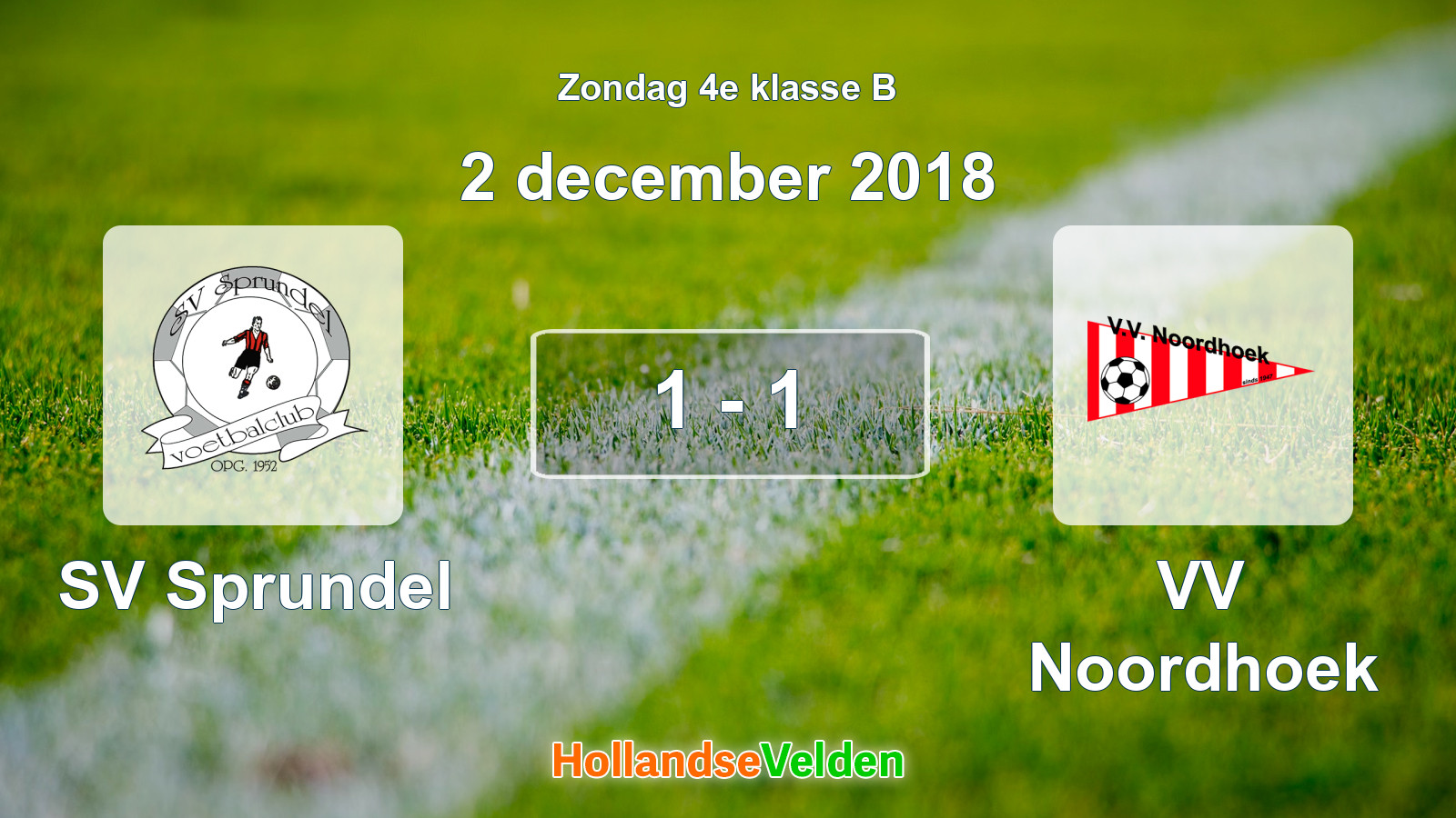 Gespeelde wedstrijd: SV Sprundel - VV Noordhoek 1 - 1 (2 december 2018)