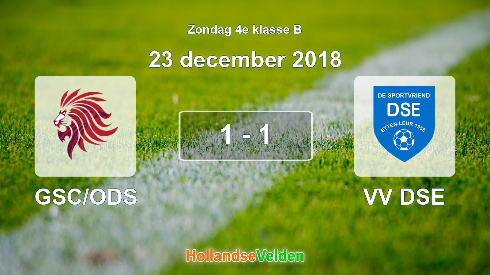Gespeelde wedstrijd: GSC/ODS - VV DSE 1 - 1 (23 december 2018)