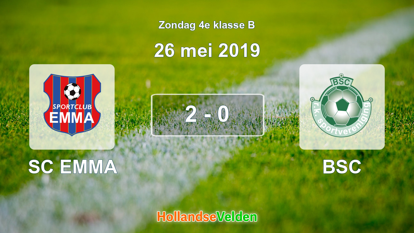 Gespeelde wedstrijd: SC EMMA - BSC 2 - 0 (26 mei 2019)