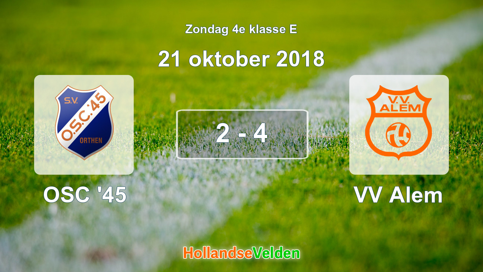 Gespeelde wedstrijd: OSC '45 - VV Alem 2 - 4 (21 oktober 2018)