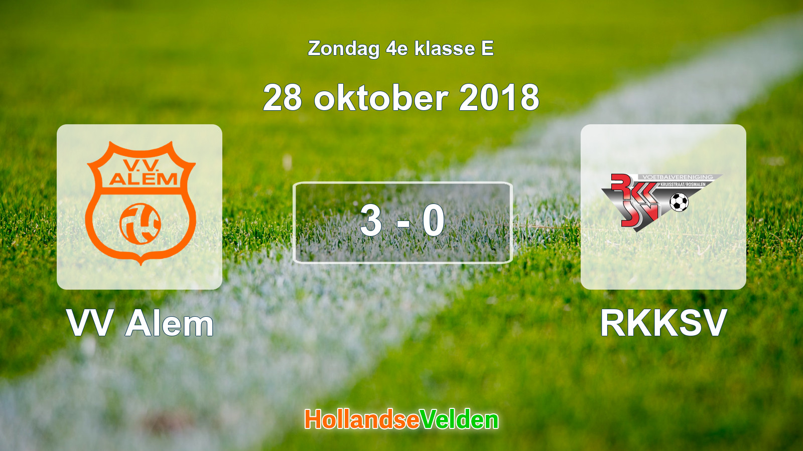 Gespeelde wedstrijd: VV Alem - RKKSV 3 - 0 (28 oktober 2018)