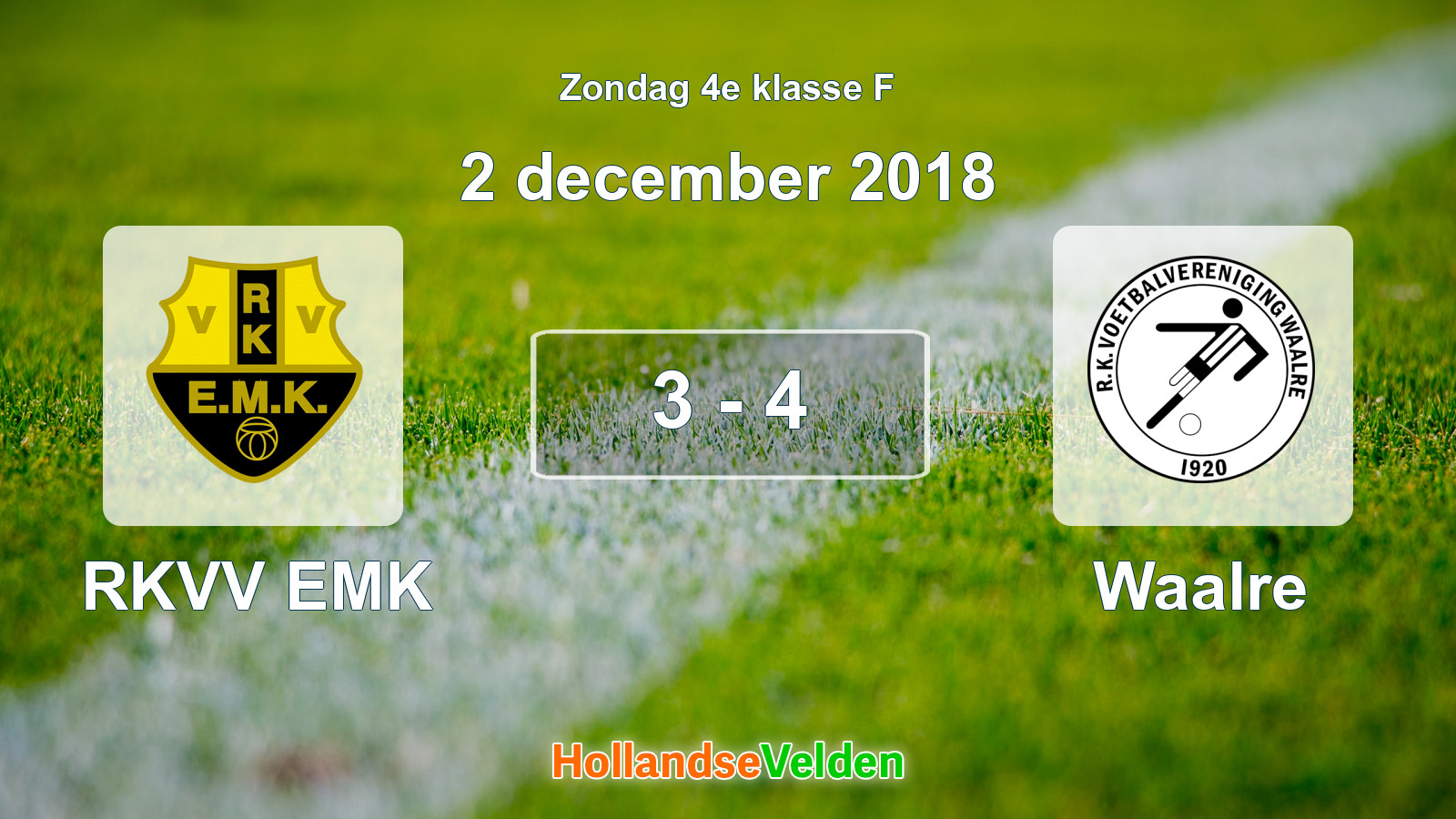 Gespeelde wedstrijd: RKVV EMK - Waalre 3 - 4 (2 december 2018)