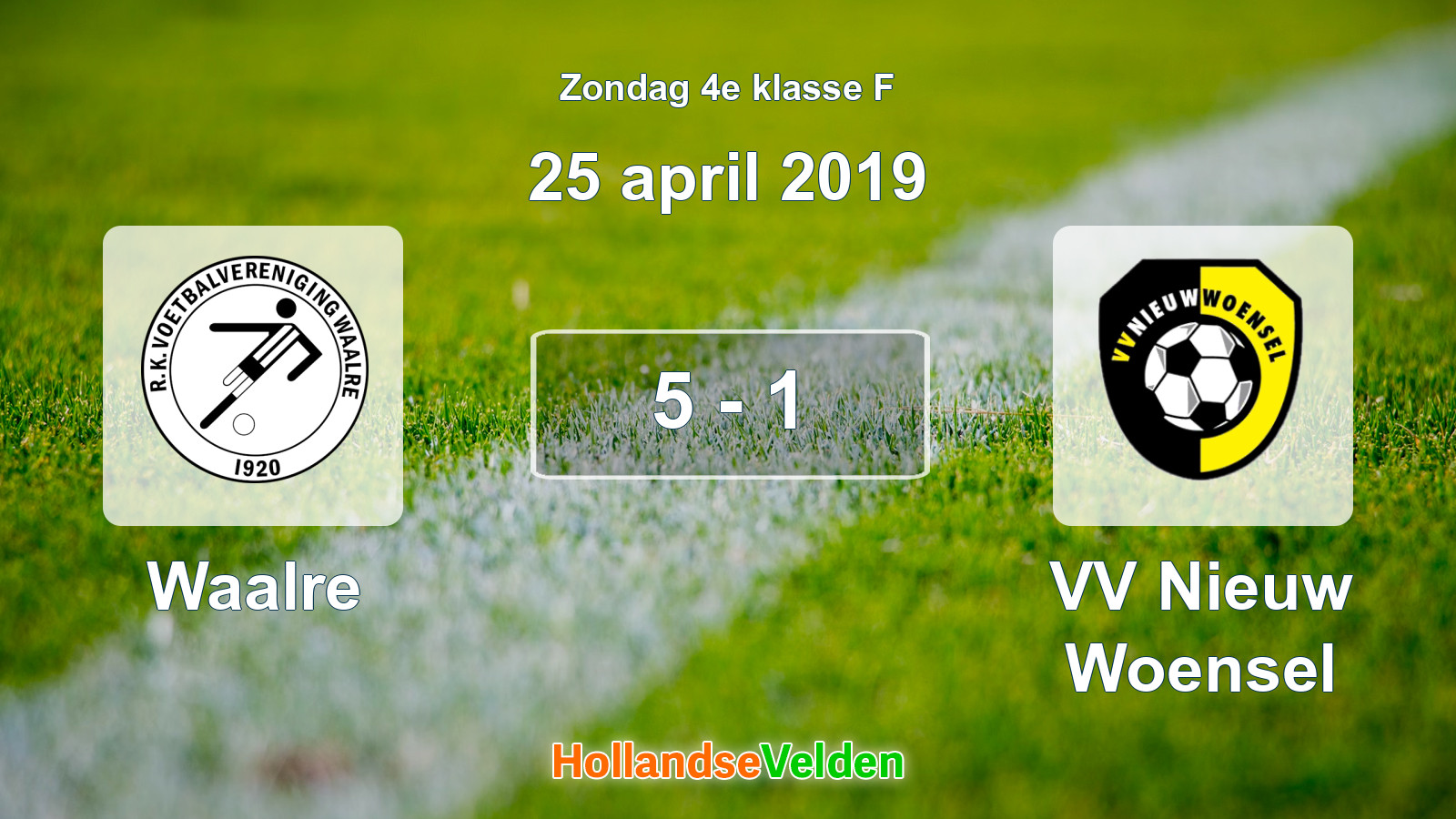 Gespeelde wedstrijd: Waalre - VV Nieuw Woensel 5 - 1 (25 april 2019)