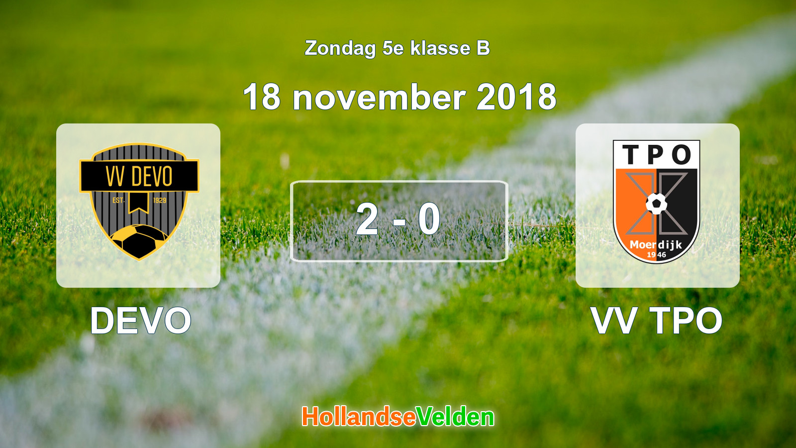 Gespeelde wedstrijd: DEVO - VV TPO 2 - 0 (18 november 2018)