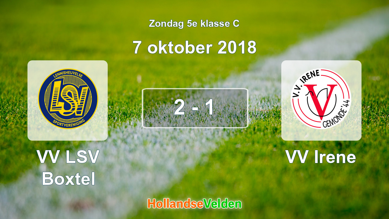 Gespeelde wedstrijd: VV LSV Boxtel - VV Irene 2 - 1 (7 oktober 2018)