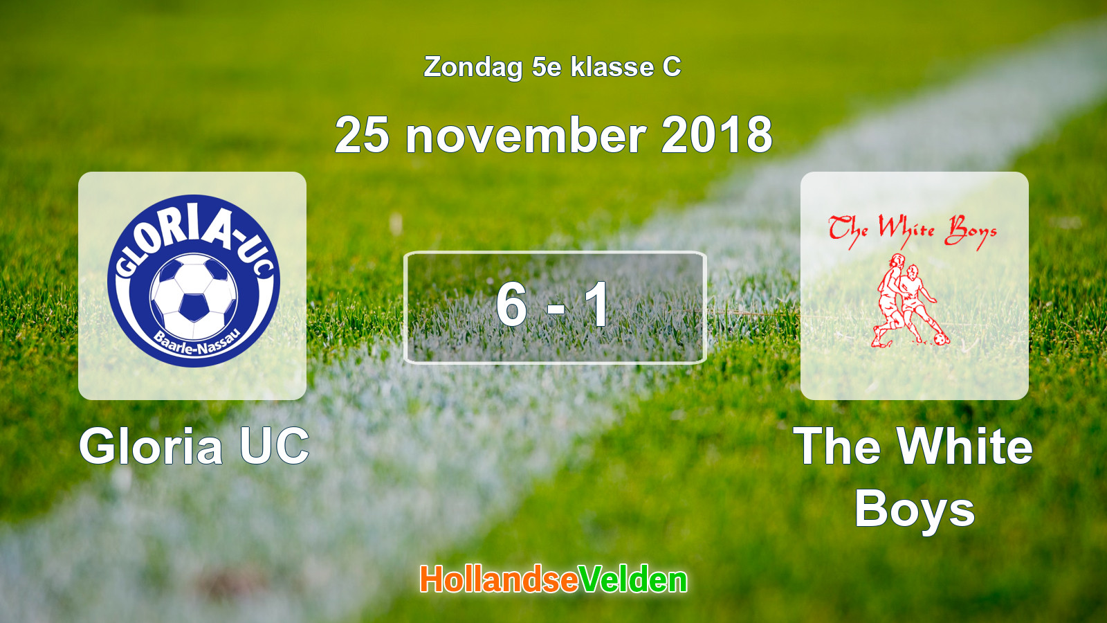Gespeelde wedstrijd: Gloria UC - The White Boys 6 - 1 (25 november 2018)