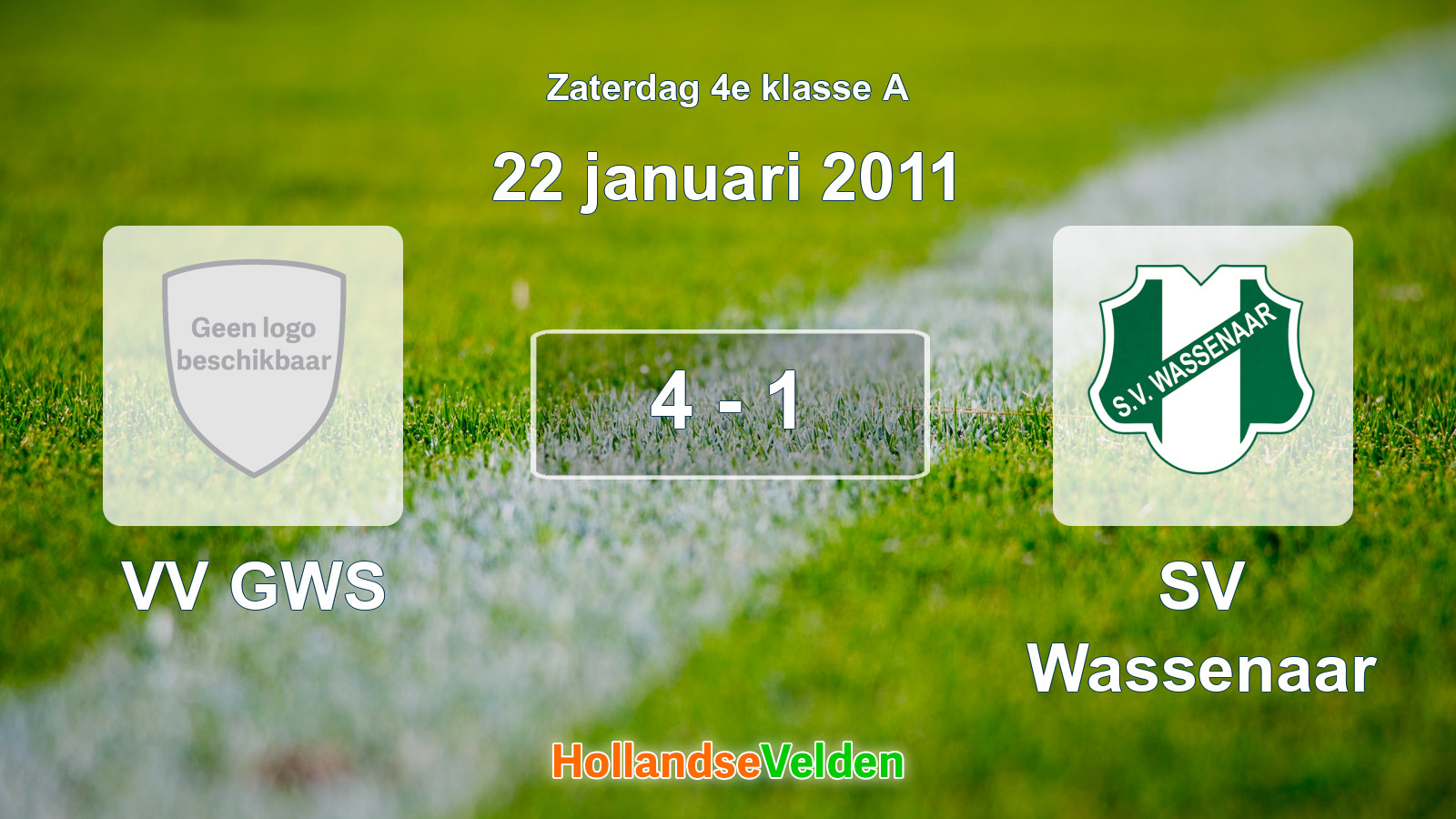 Gespeelde wedstrijd: VV GWS - SV Wassenaar 4 - 1 (22 januari 2011)