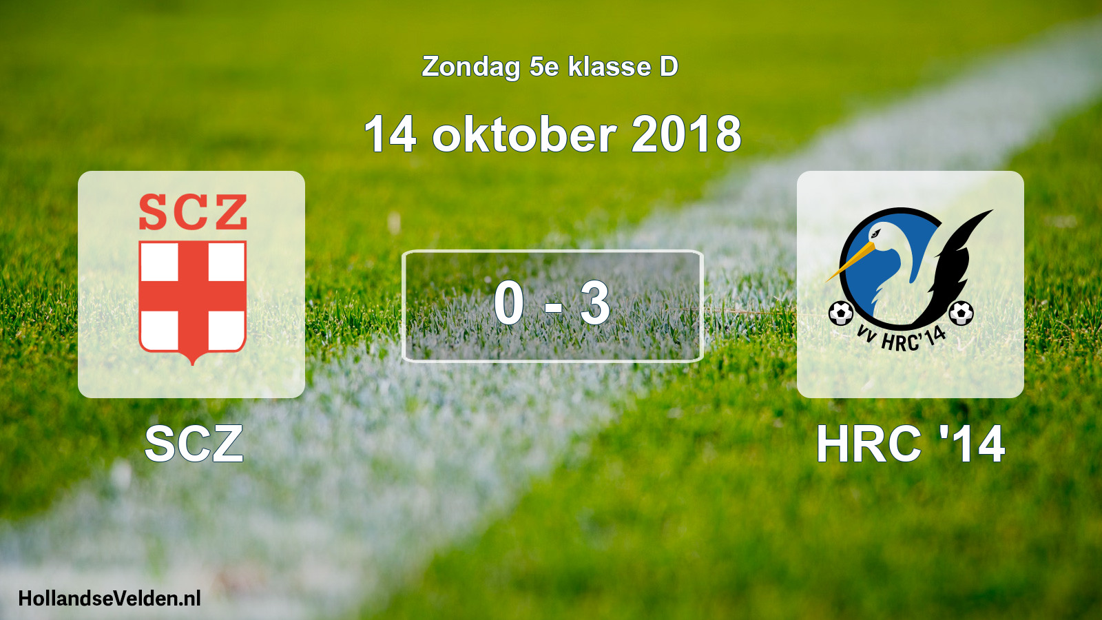 Gespeelde wedstrijd: SCZ - HRC '14 0 - 3 (14 oktober 2018)