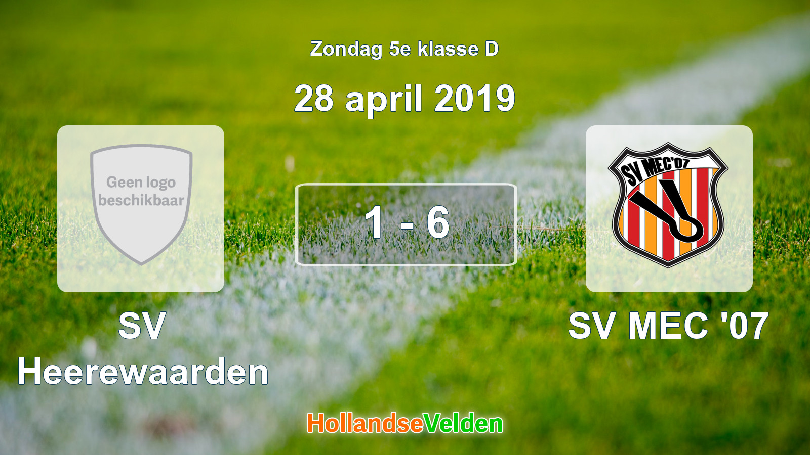 Gespeelde wedstrijd: SV Heerewaarden - SV MEC '07 1 - 6 (28 april 2019)