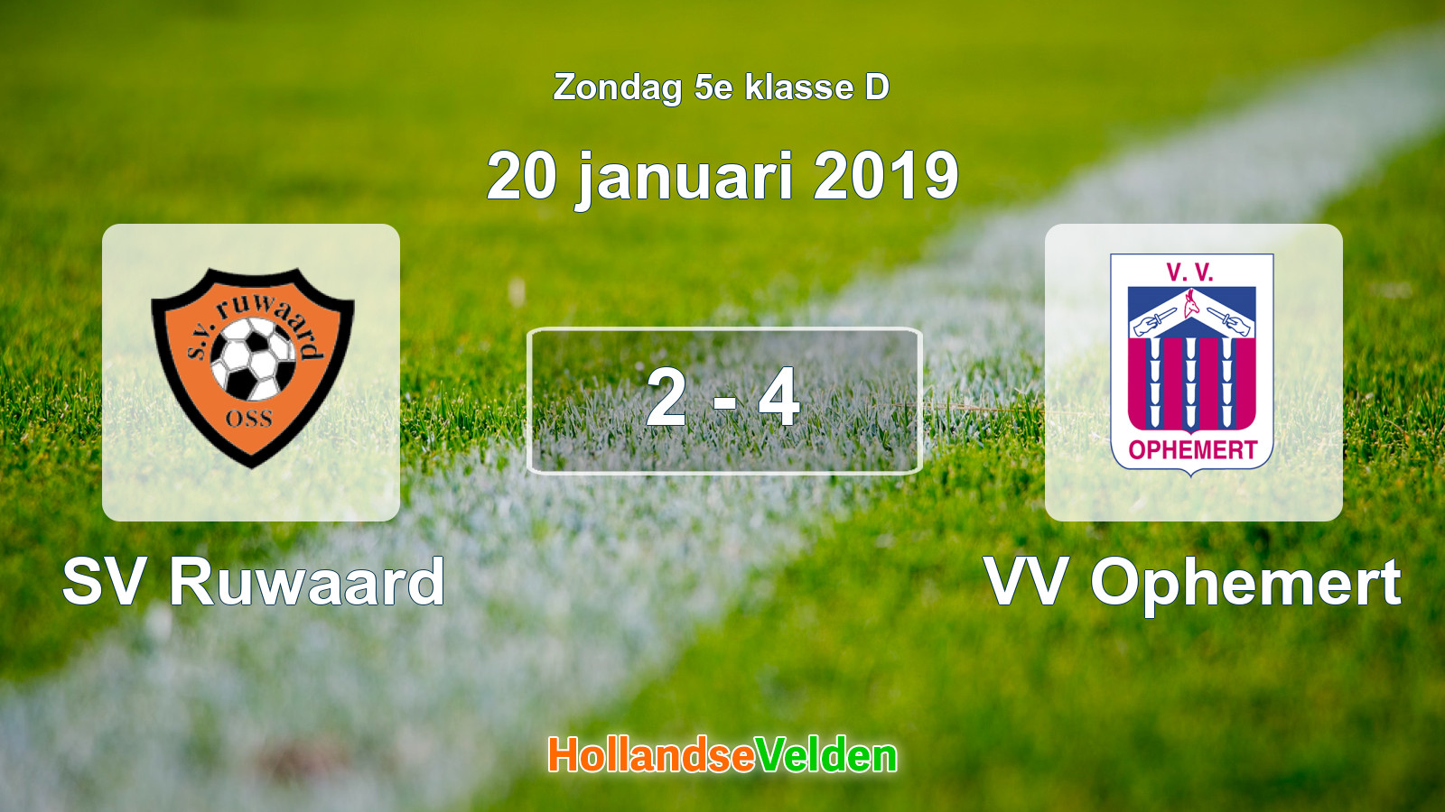 Gespeelde wedstrijd: SV Ruwaard - VV Ophemert 2 - 4 (20 januari 2019)
