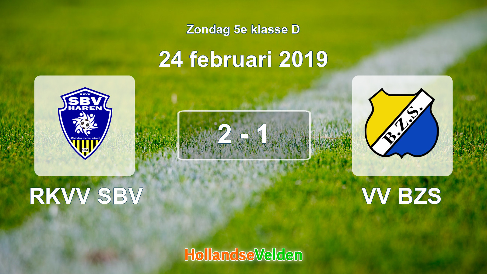 Gespeelde wedstrijd: RKVV SBV - VV BZS 2 - 1 (24 februari 2019)