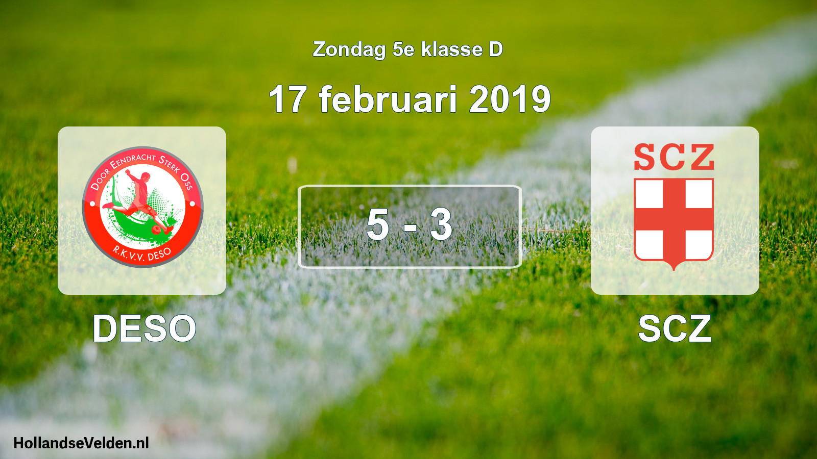 Gespeelde wedstrijd: DESO - SCZ 5 - 3 (17 februari 2019)