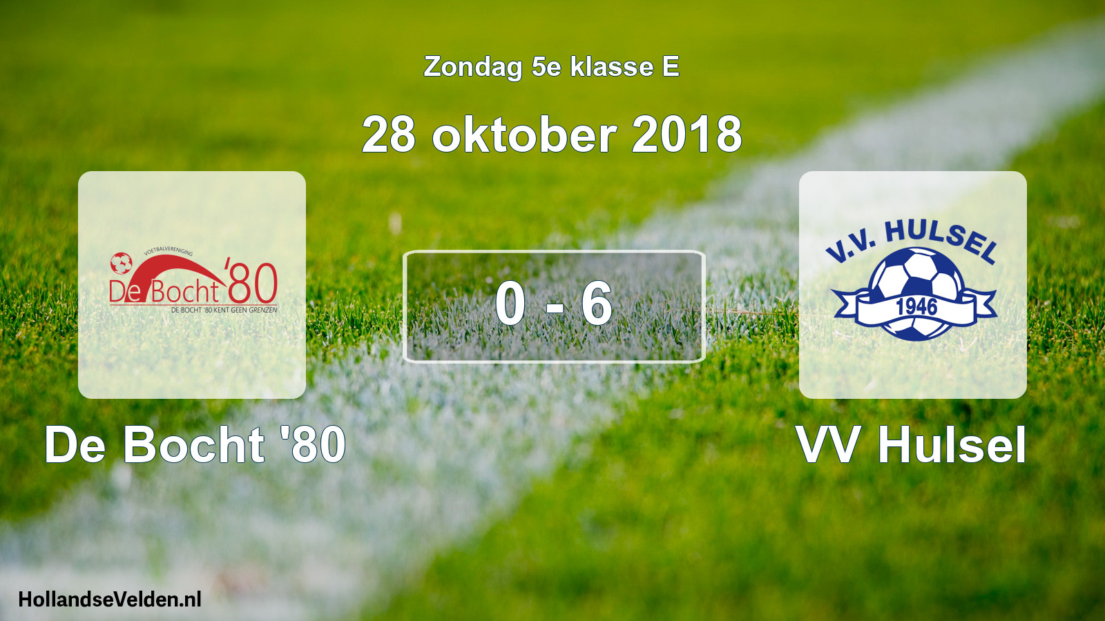Gespeelde wedstrijd: De Bocht '80 - VV Hulsel 0 - 6 (28 oktober 2018)