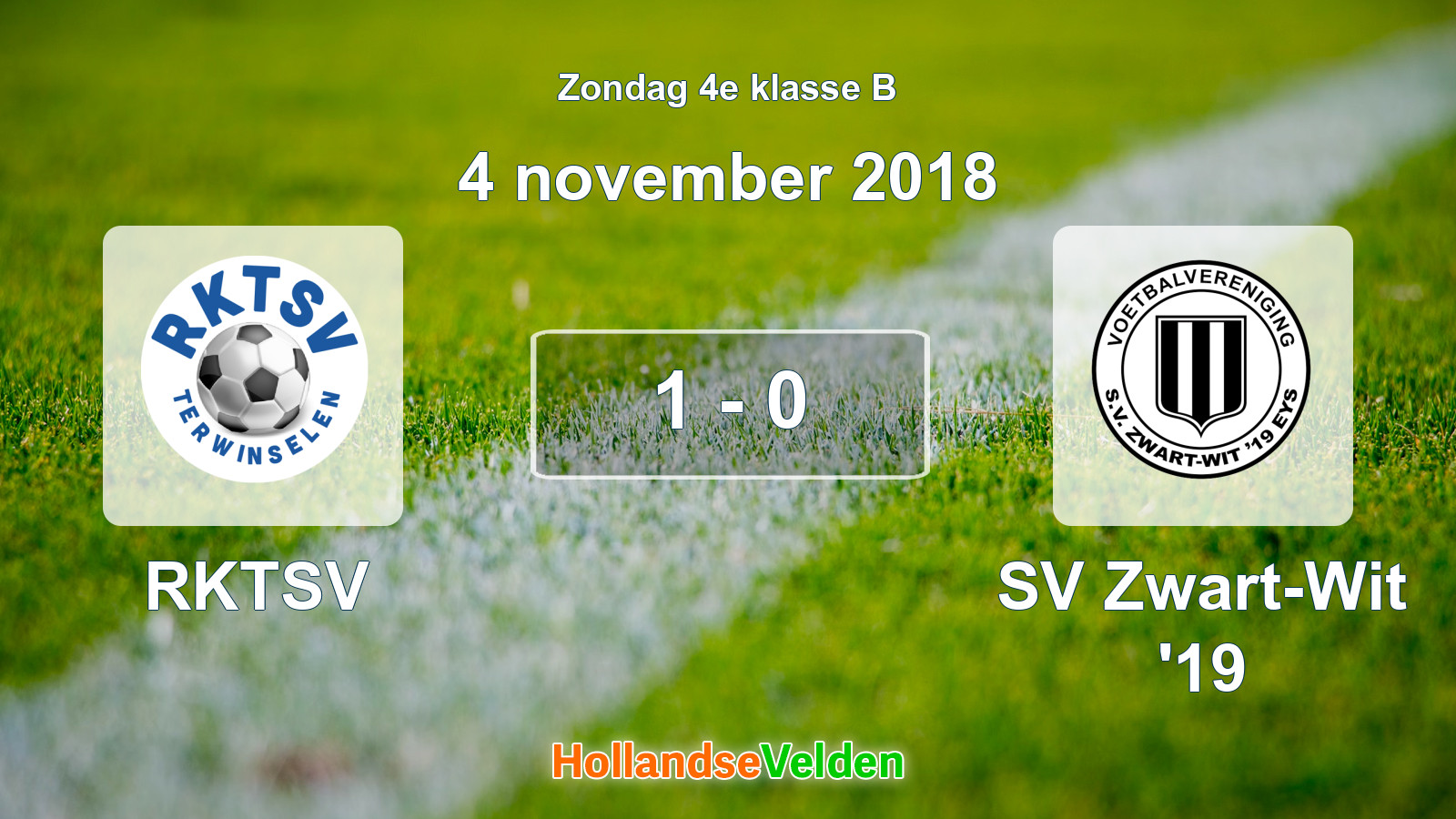 Gespeelde wedstrijd: RKTSV - SV Zwart-Wit '19 1 - 0 (4 november 2018)
