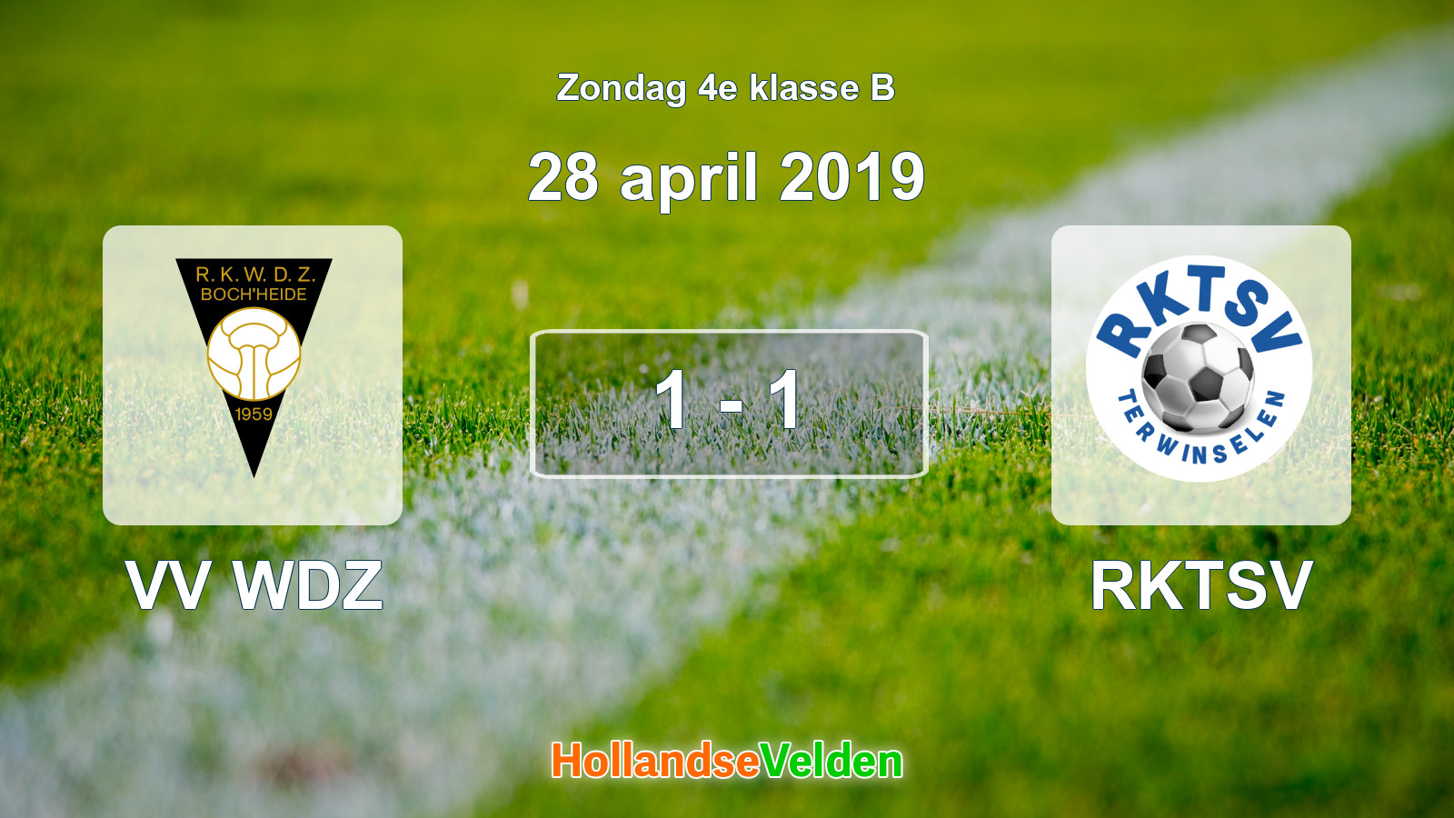 Gespeelde wedstrijd: VV WDZ - RKTSV 1 - 1 (28 april 2019)