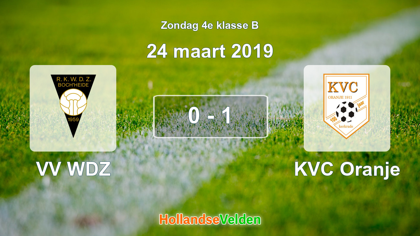 Gespeelde wedstrijd: VV WDZ - KVC Oranje 0 - 1 (24 maart 2019)