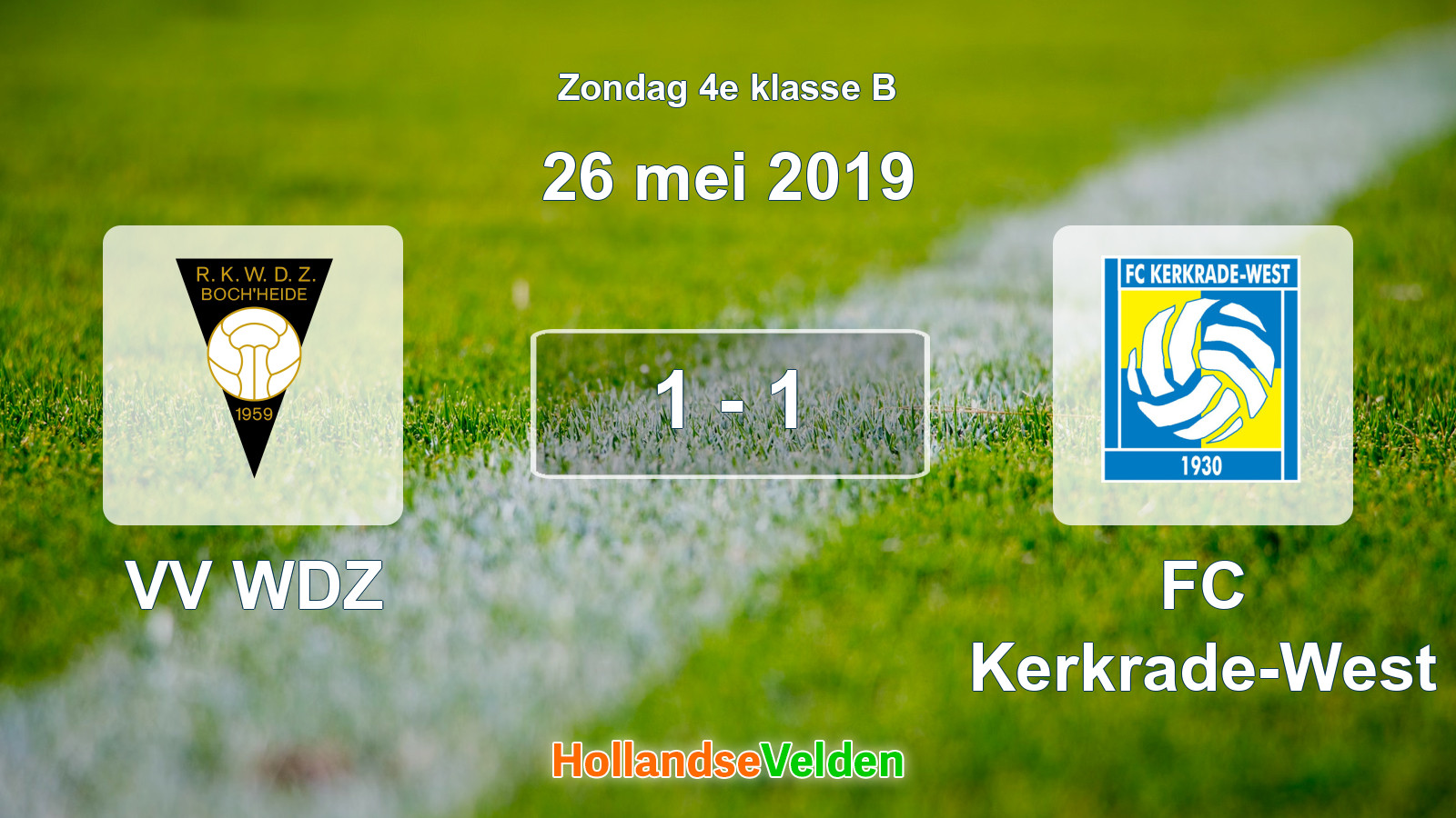 Gespeelde wedstrijd: VV WDZ - FC Kerkrade-West 1 - 1 (26 mei 2019)