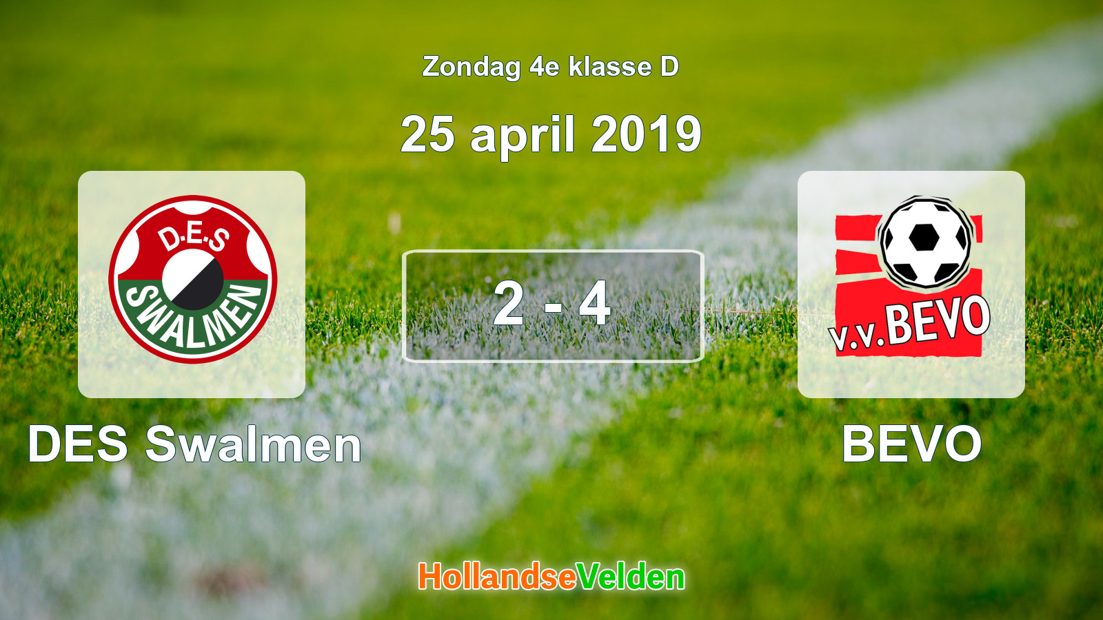 Gespeelde wedstrijd: DES Swalmen - BEVO 2 - 4 (25 april 2019)