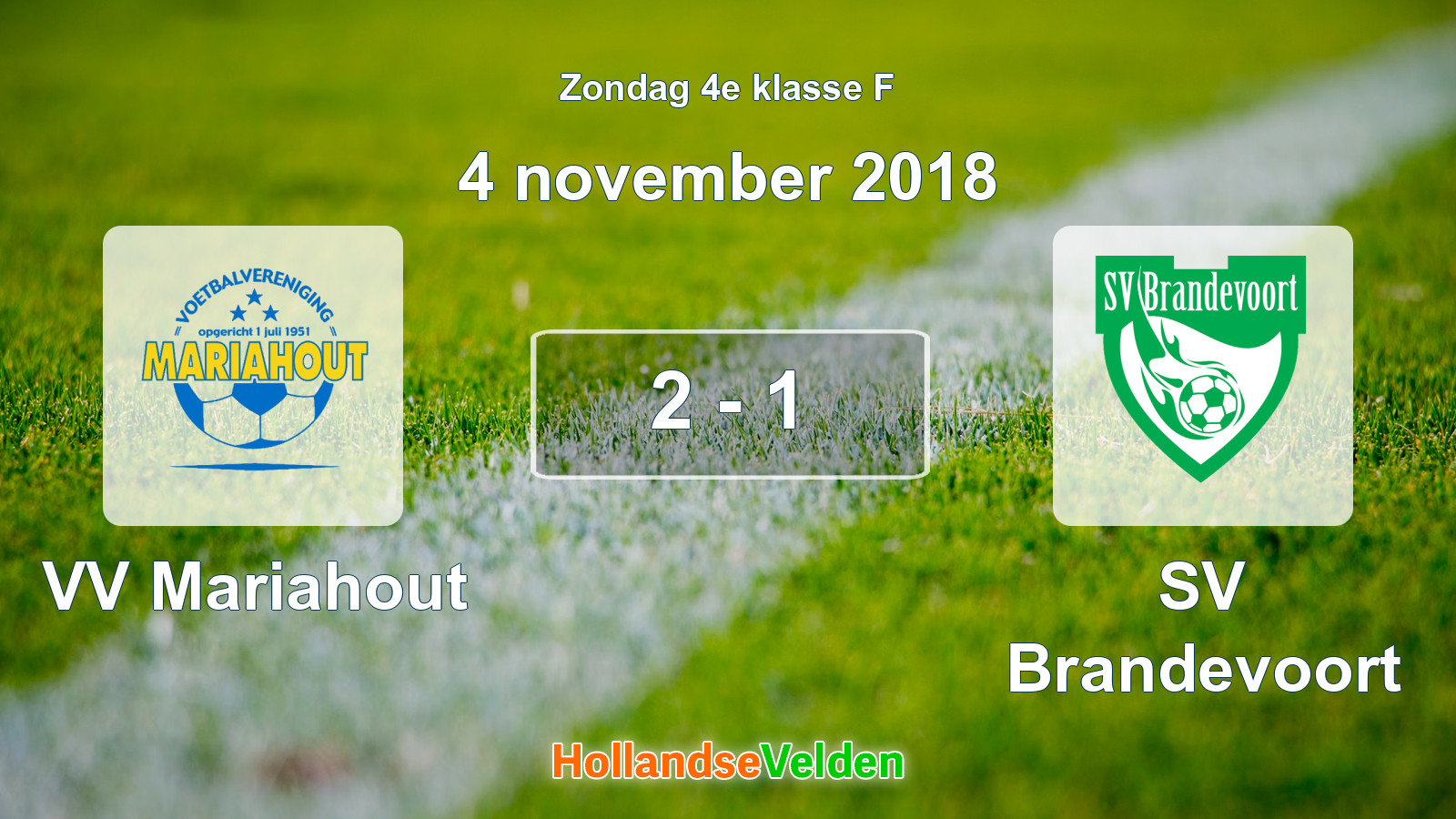 Gespeelde wedstrijd: VV Mariahout - SV Brandevoort 2 - 1 (4 november 2018)