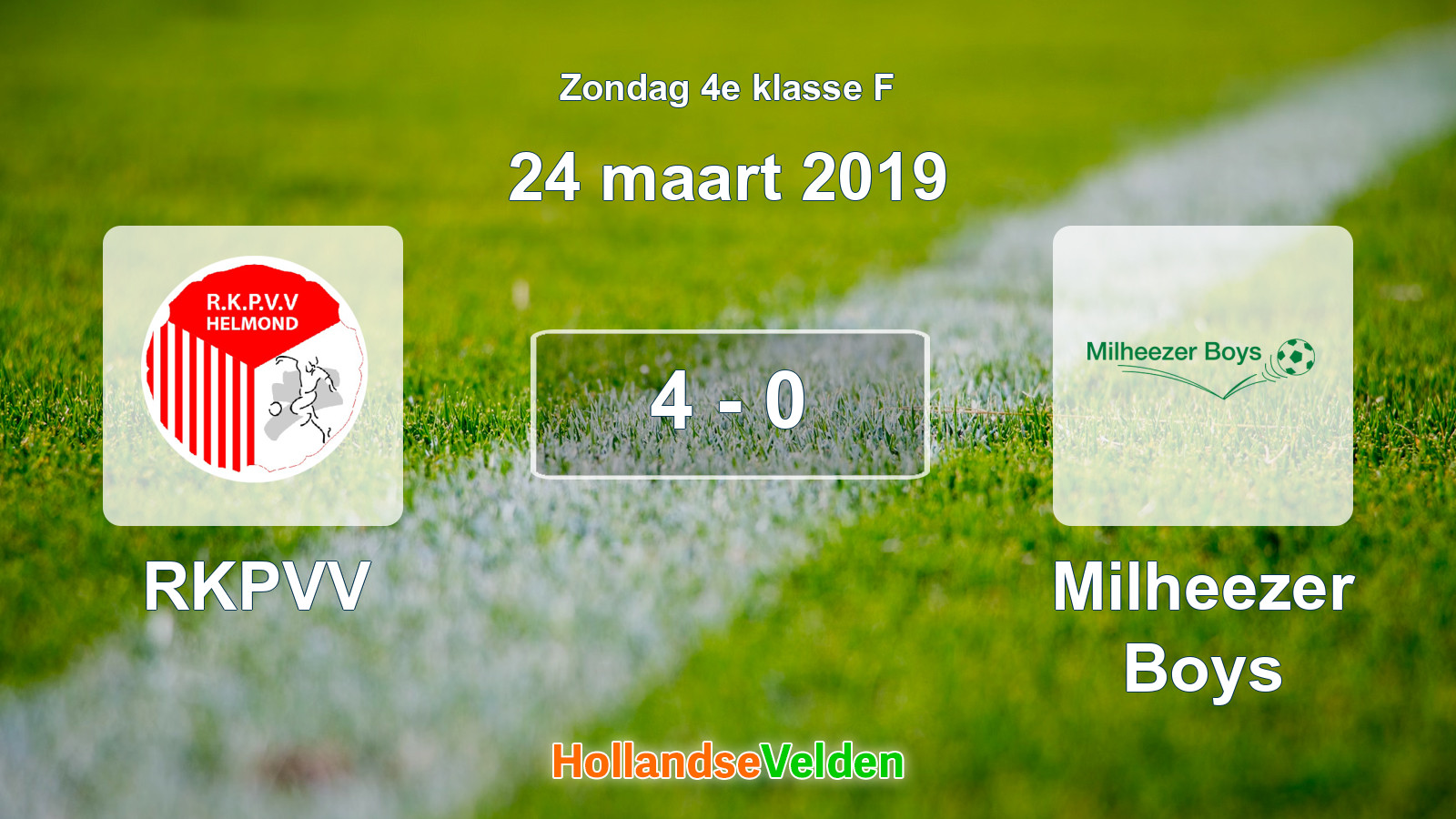 Gespeelde wedstrijd: RKPVV - Milheezer Boys 4 - 0 (24 maart 2019)