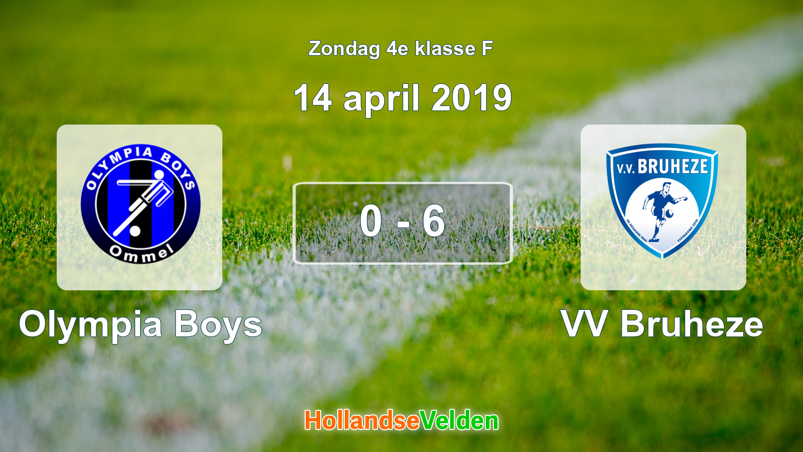 Gespeelde wedstrijd: Olympia Boys - VV Bruheze 0 - 6 (14 april 2019)