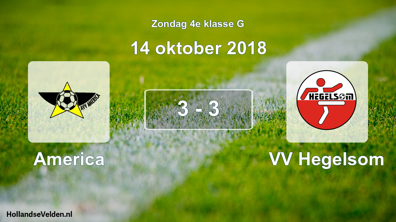 Gespeelde wedstrijd: America - VV Hegelsom 3 - 3 (14 oktober 2018)
