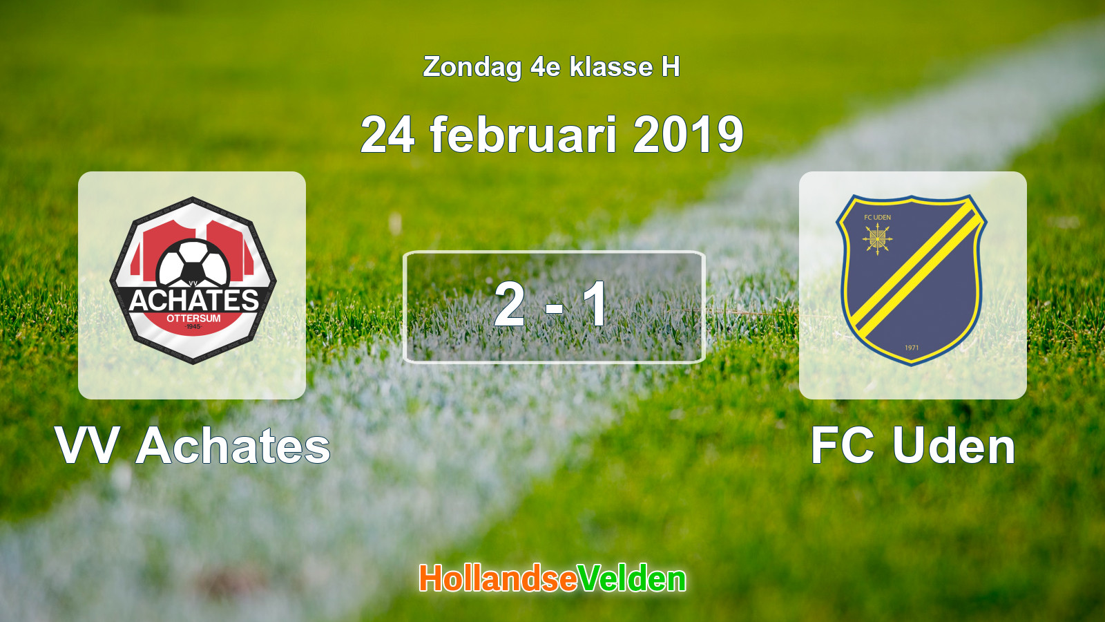 Gespeelde wedstrijd: VV Achates - FC Uden 2 - 1 (24 februari 2019)