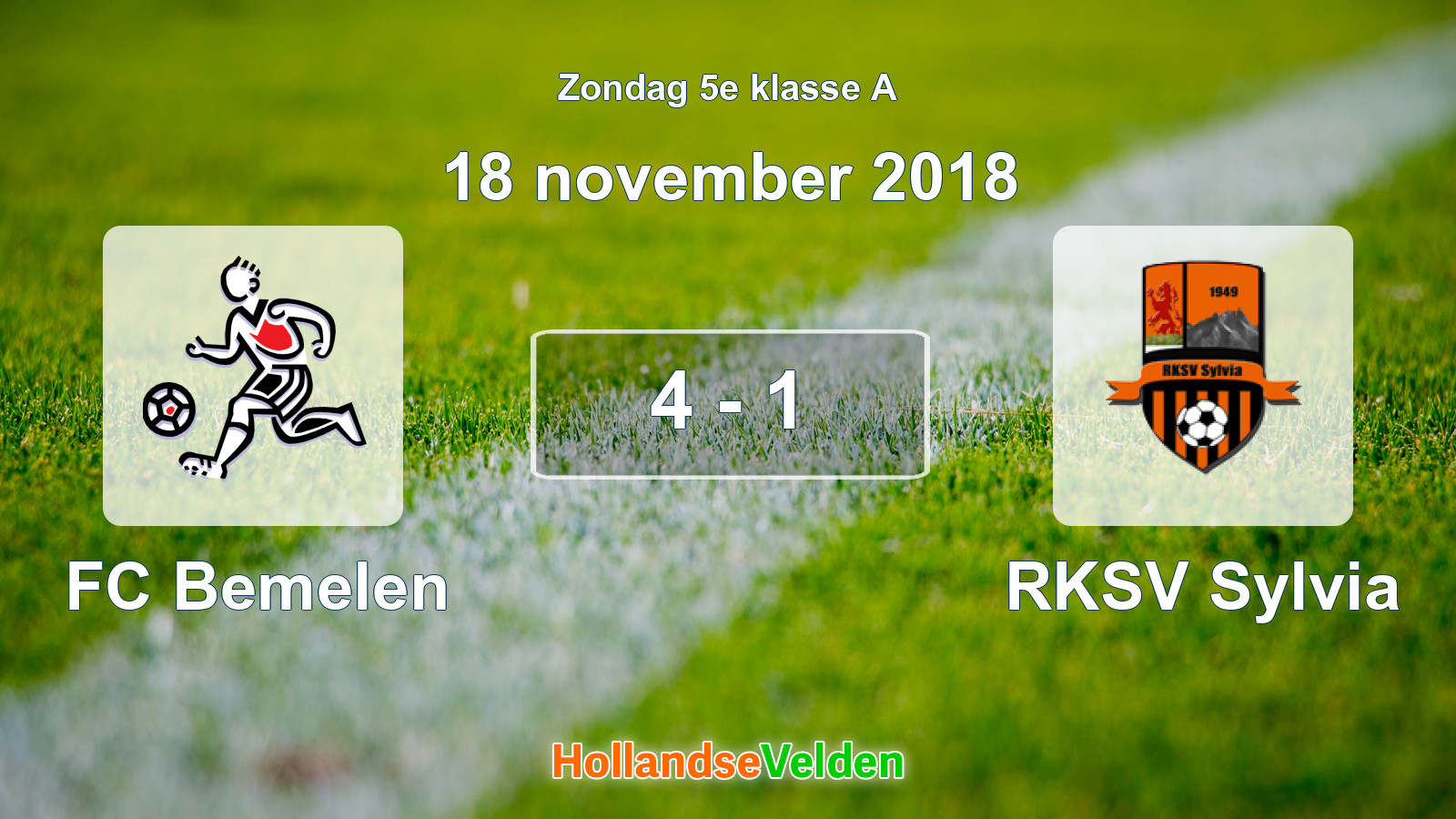 Gespeelde wedstrijd: FC Bemelen - RKSV Sylvia 4 - 1 (18 november 2018)