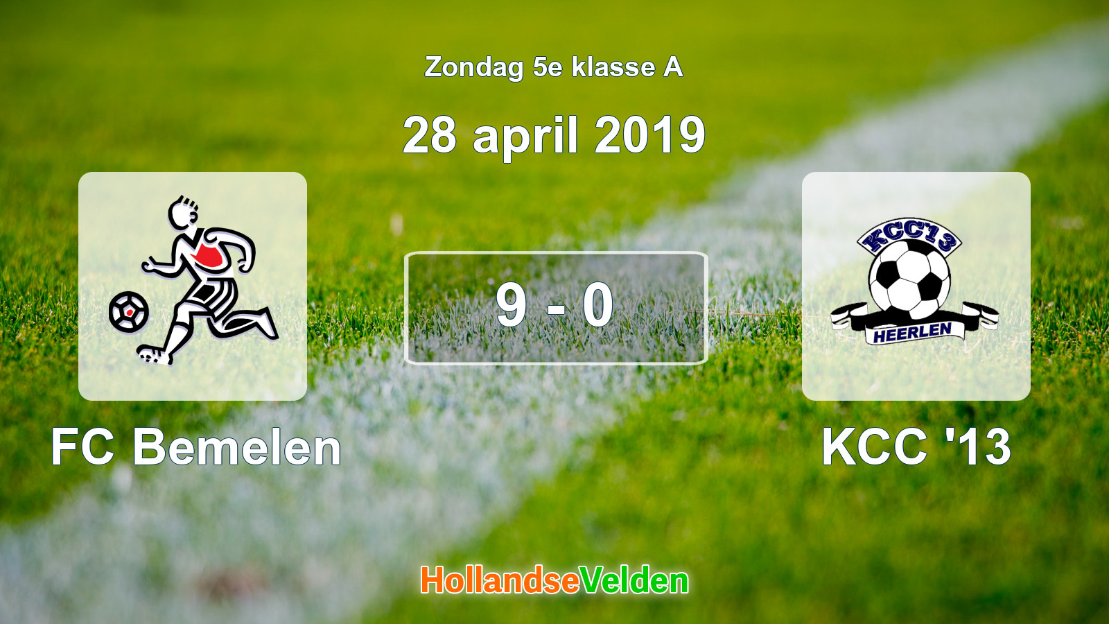Gespeelde wedstrijd: FC Bemelen - KCC '13 9 - 0 (28 april 2019)