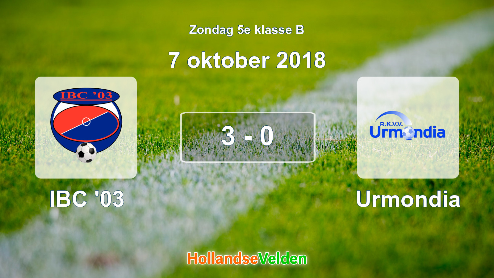 Gespeelde wedstrijd: IBC '03 - Urmondia 3 - 0 (7 oktober 2018)