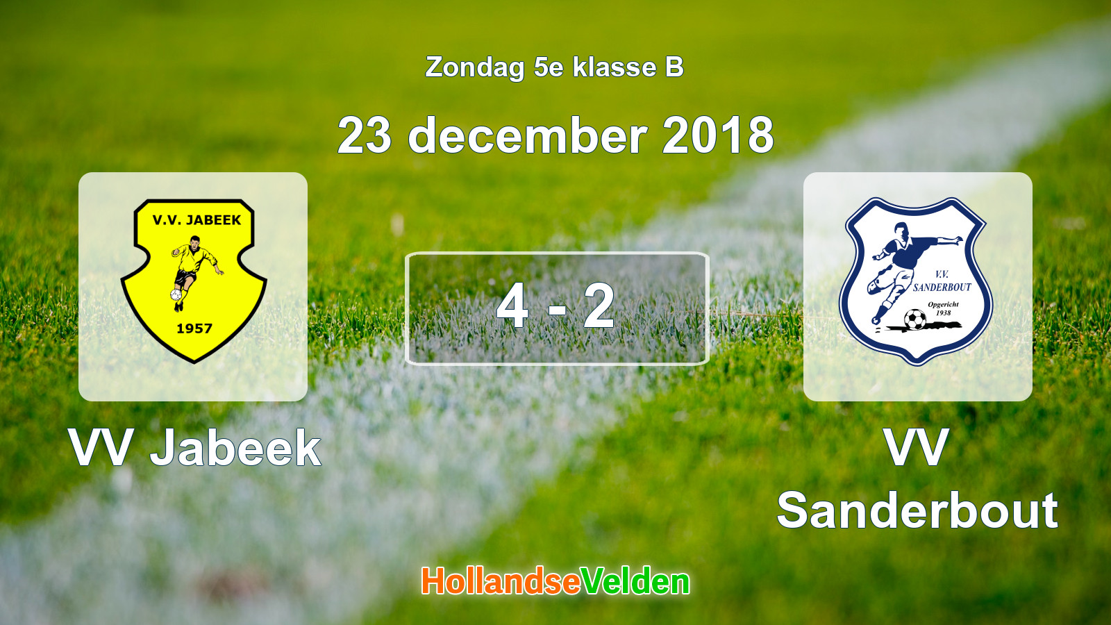 Gespeelde wedstrijd: VV Jabeek - VV Sanderbout 4 - 2 (23 december 2018)