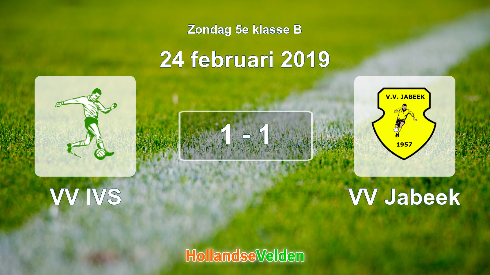 Gespeelde wedstrijd: VV IVS - VV Jabeek 1 - 1 (24 februari 2019)