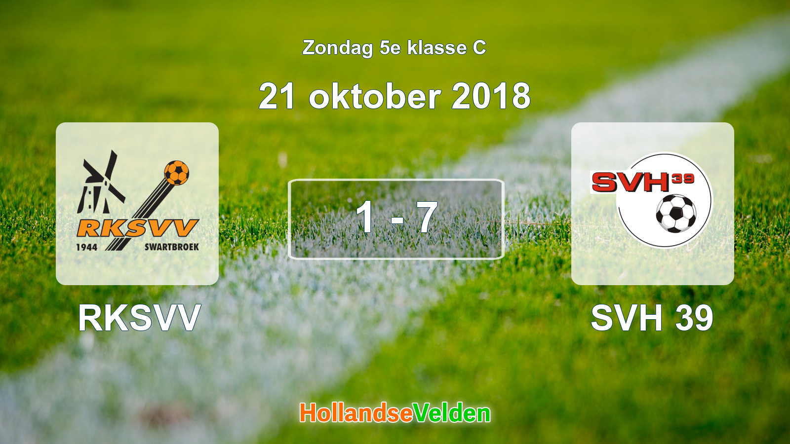Gespeelde wedstrijd: RKSVV - SVH 39 1 - 7 (21 oktober 2018)