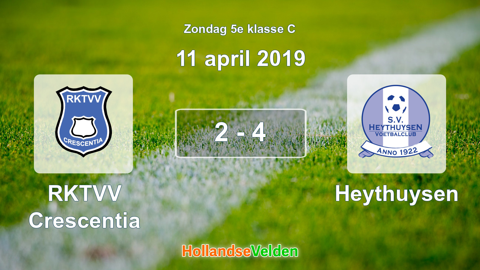Gespeelde wedstrijd: RKTVV Crescentia - Heythuysen 2 - 4 (11 april 2019)